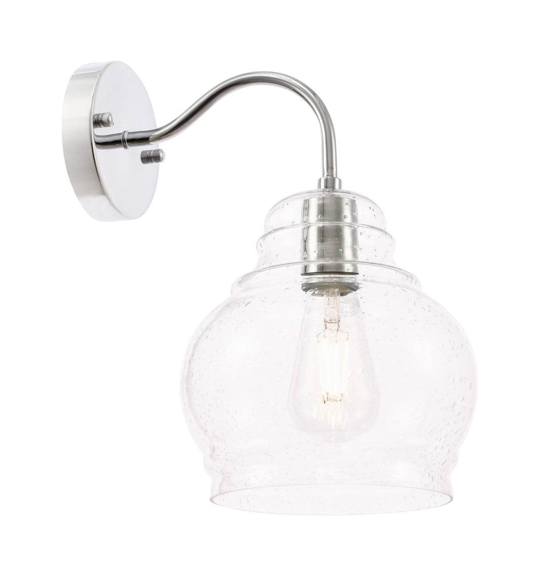 Elegant Pierce LD6193C Wall Sconce Light - Chrome And Clear Seeded Glass