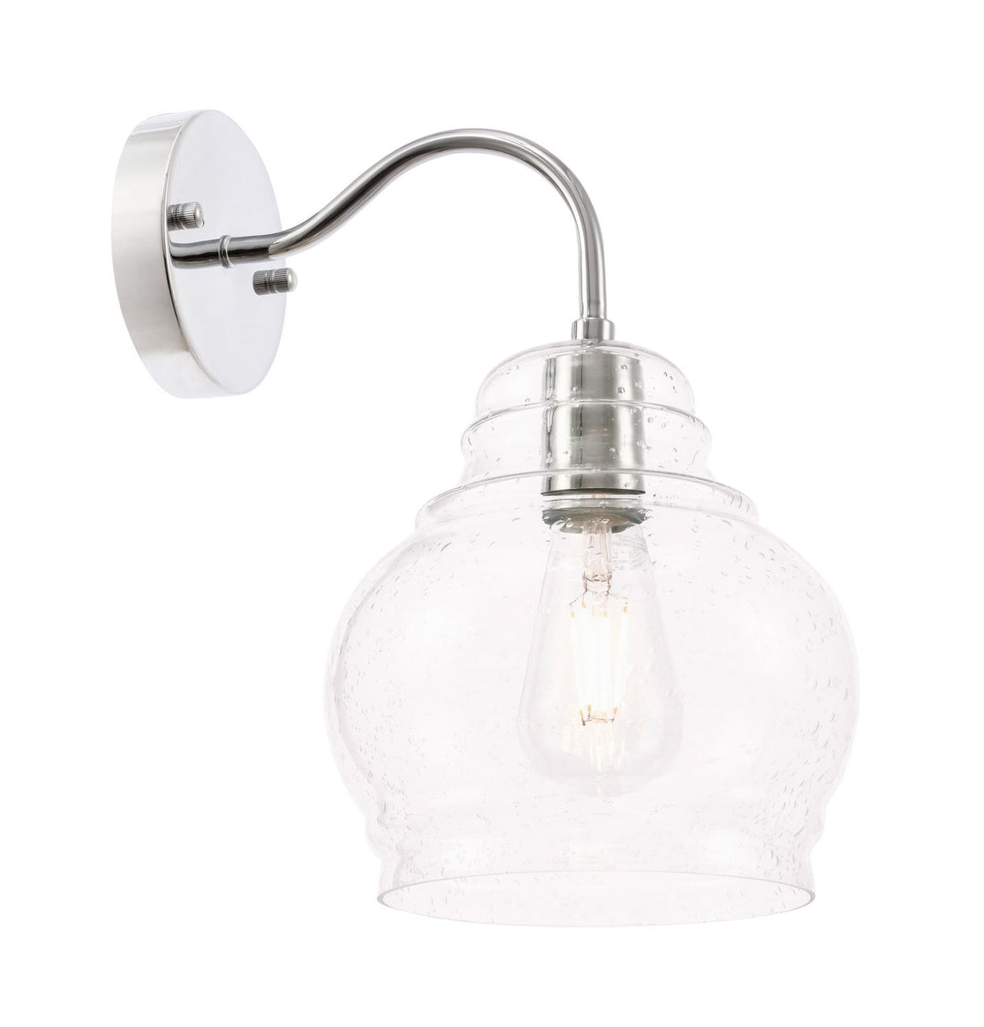 Elegant Pierce LD6193C Wall Sconce Light - Chrome And Clear Seeded Glass