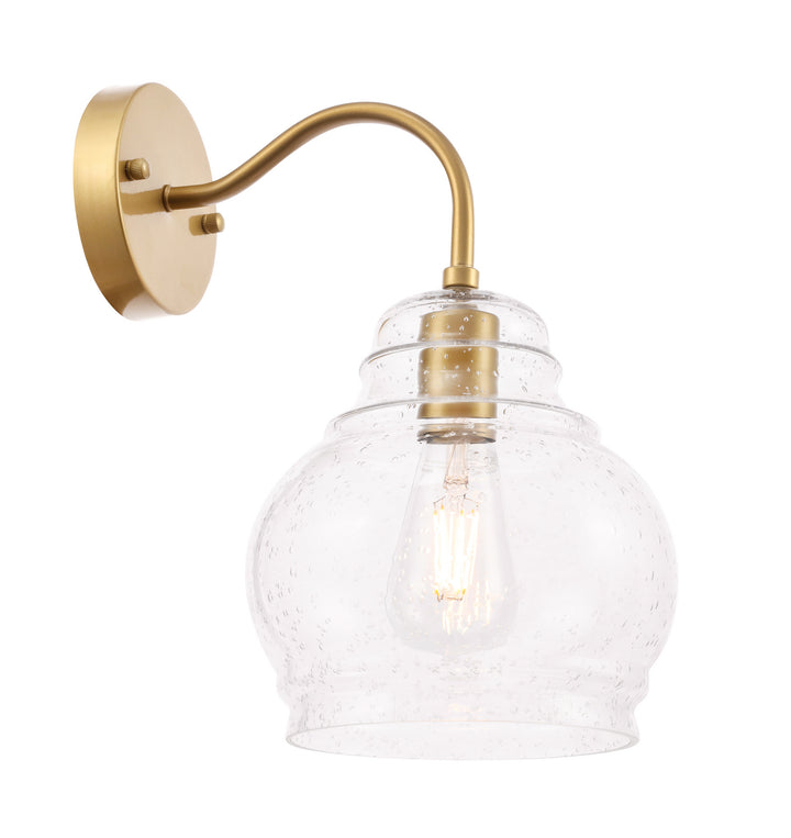 Elegant Pierce LD6194BR Wall Sconce Light - Brass And Clear Seeded Glass