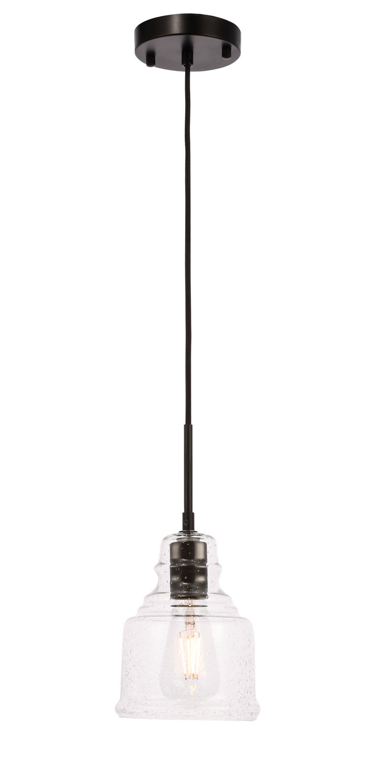 Elegant Pierce LD6195BK Pendant Light - Black And Clear Seeded Glass