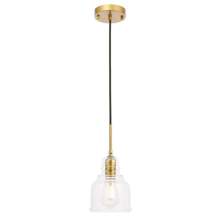 Elegant Pierce LD6197BR Pendant Light - Brass And Clear Seeded Glass