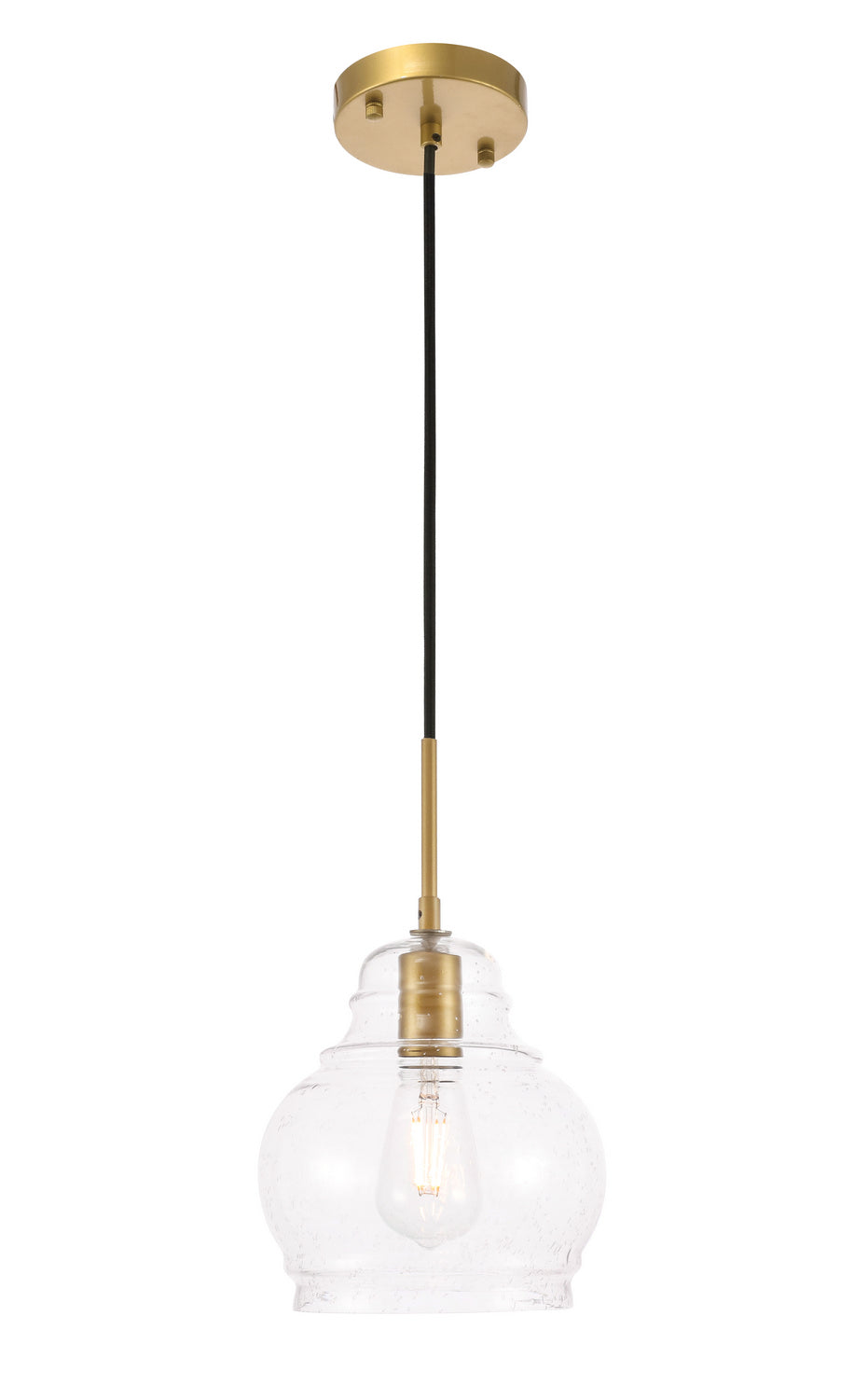 Elegant Pierce LD6200BR Pendant Light - Brass And Clear Seeded Glass