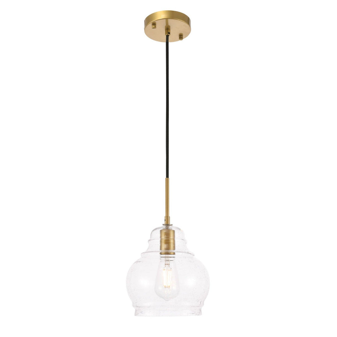 Elegant Pierce LD6200BR Pendant Light - Brass And Clear Seeded Glass