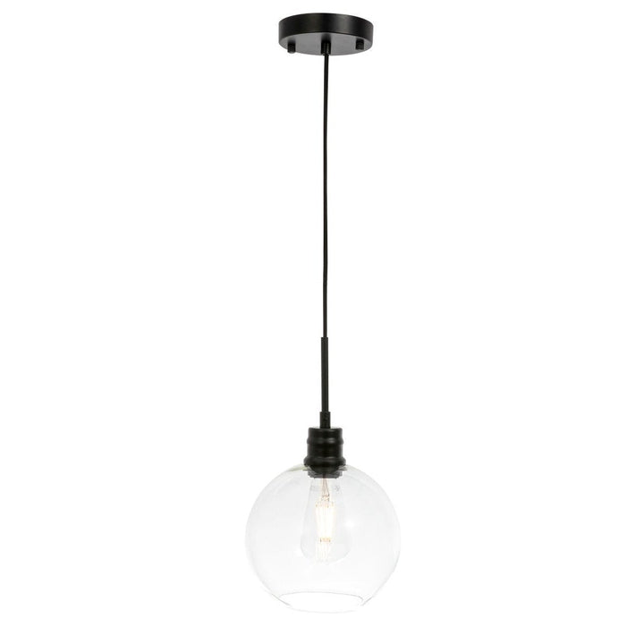 Elegant Emett LD6204BK Pendant Light - Black And Clear Glass