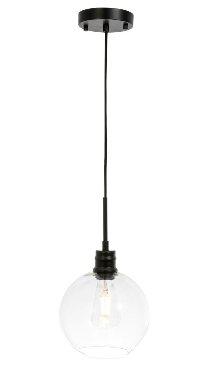 Elegant Emett LD6204BK Pendant Light - Black And Clear Glass