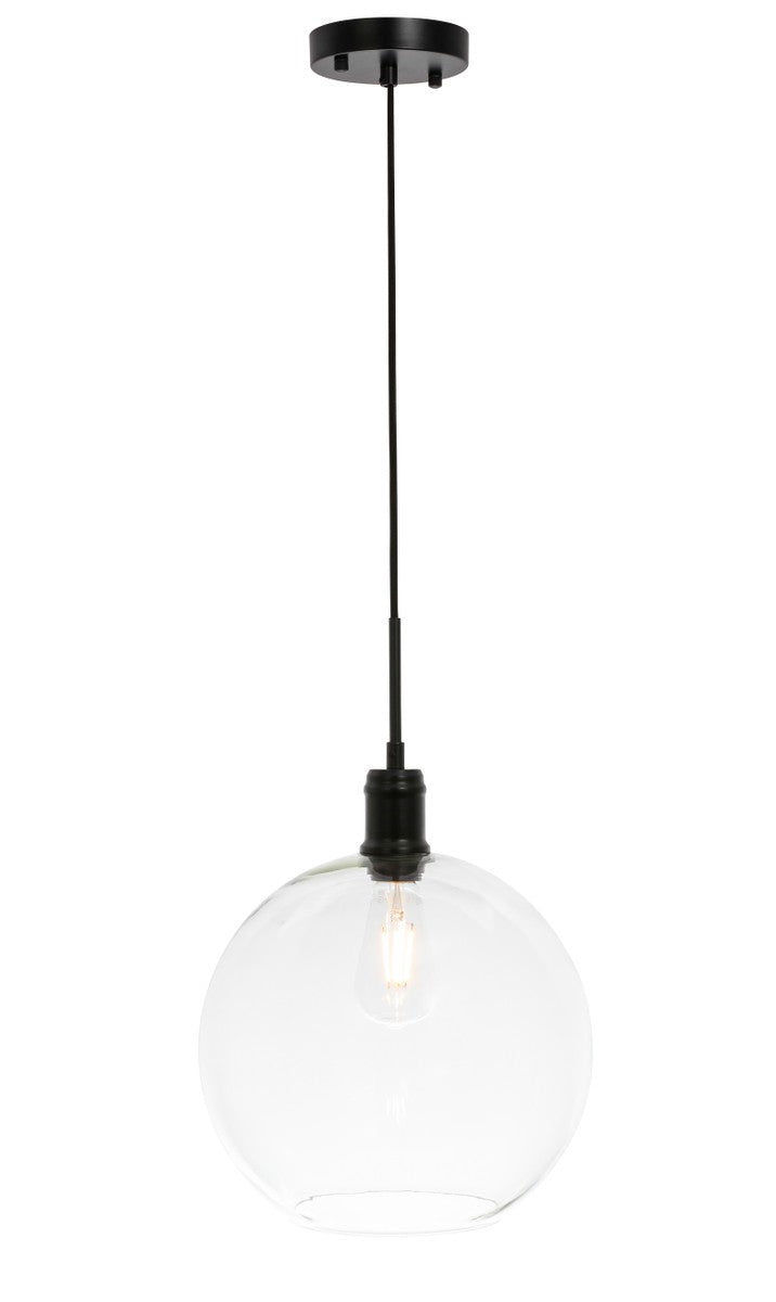 Elegant Emett LD6207BK Pendant Light - Black And Clear Glass