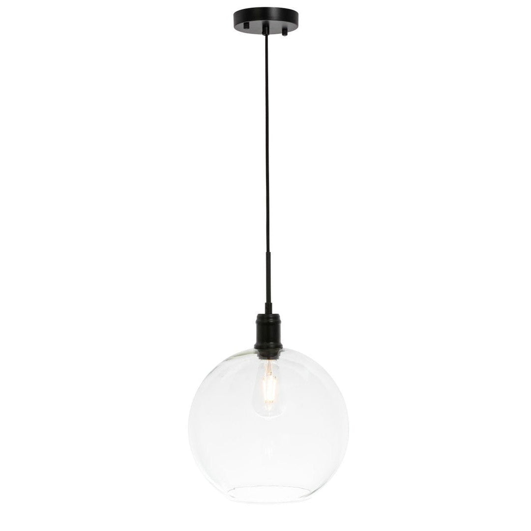 Elegant Emett LD6207BK Pendant Light - Black And Clear Glass