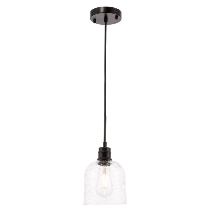 Elegant Gabe LD6210BK Pendant Light - Black And Clear Seeded Glass