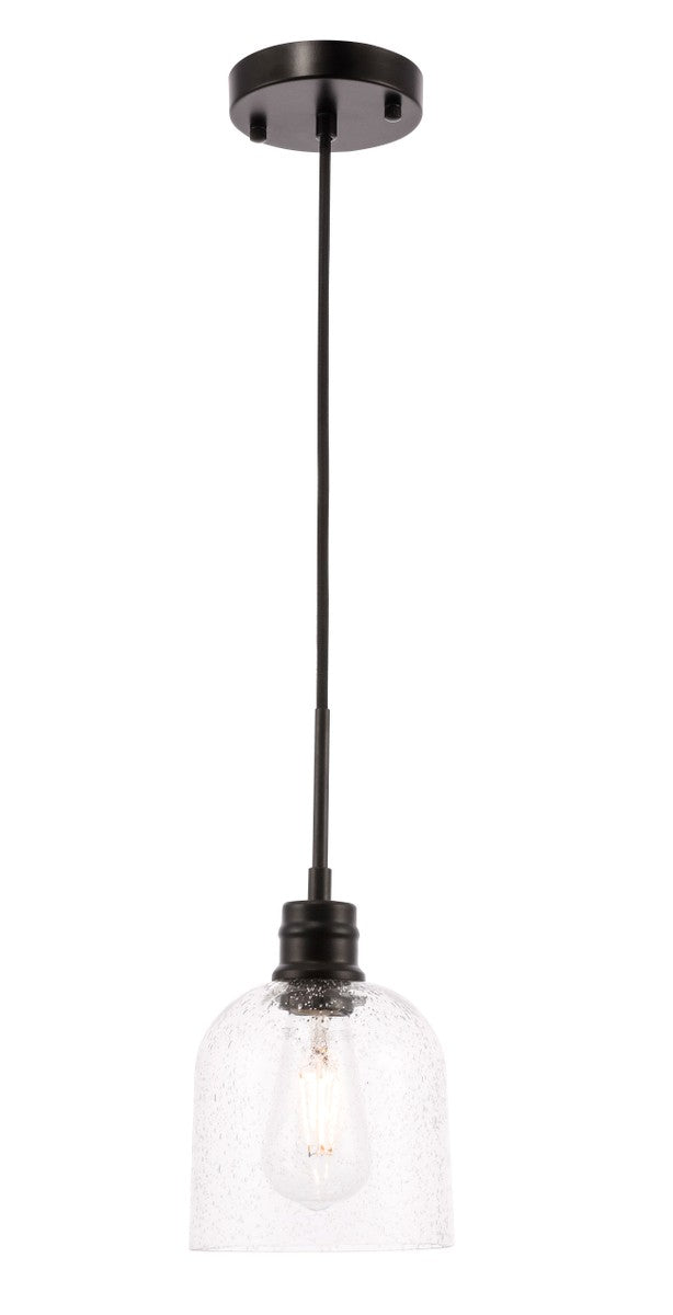 Elegant Gabe LD6210BK Pendant Light - Black And Clear Seeded Glass