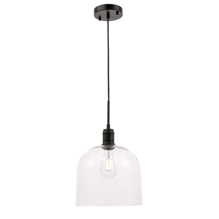 Elegant Gabe LD6213BK Pendant Light - Black And Clear Seeded Glass