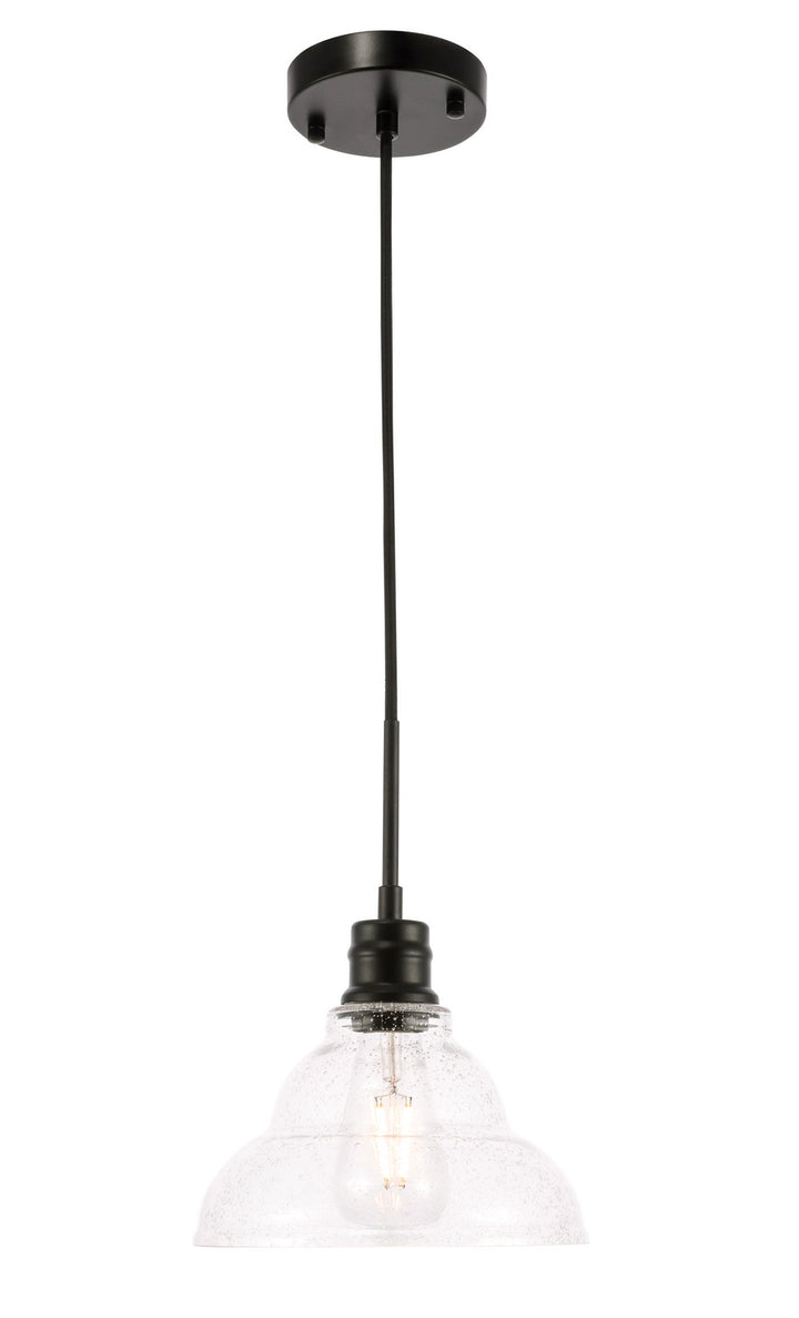 Elegant Gil LD6216BK Pendant Light - Black And Clear Seeded Glass