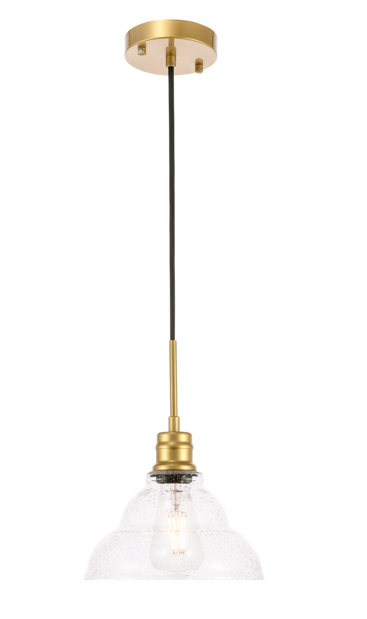 Elegant Gil LD6218BR Pendant Light - Brass And Clear Seeded Glass