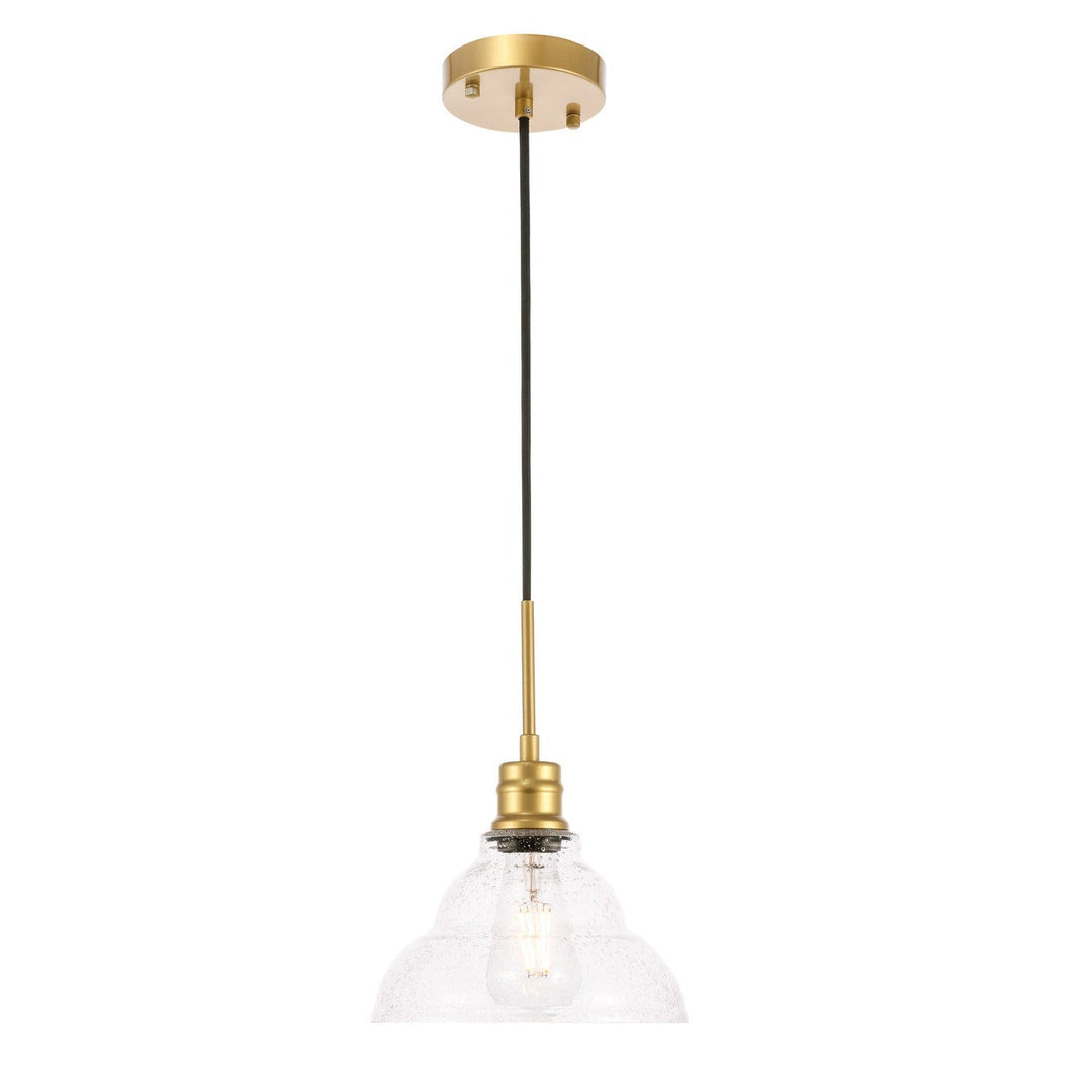 Elegant Gil LD6218BR Pendant Light - Brass And Clear Seeded Glass