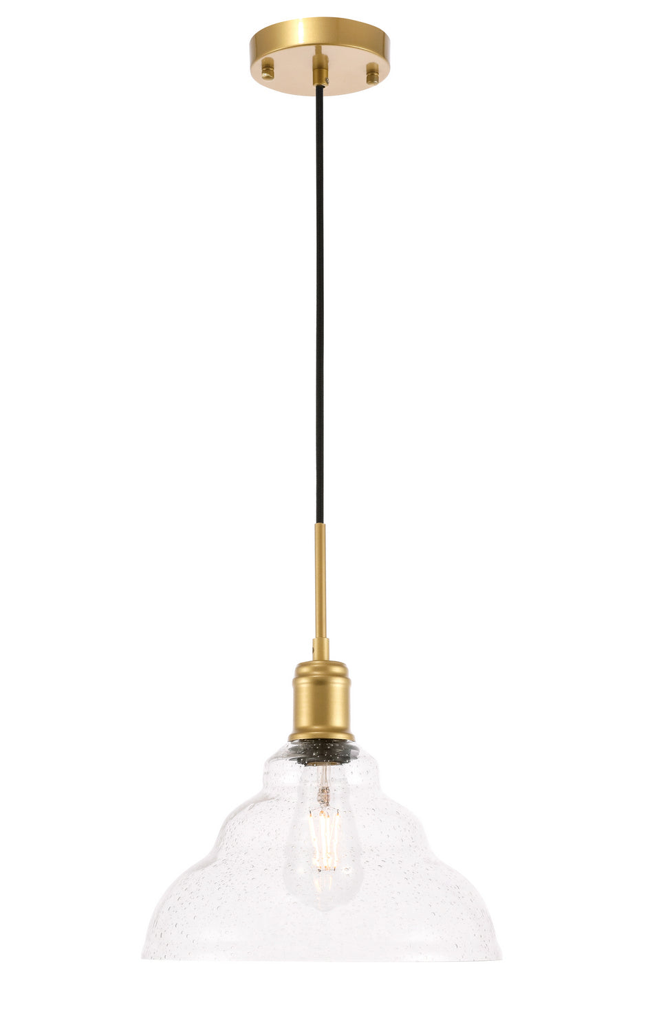 Elegant Gil LD6221BR Pendant Light - Brass And Clear Seeded Glass