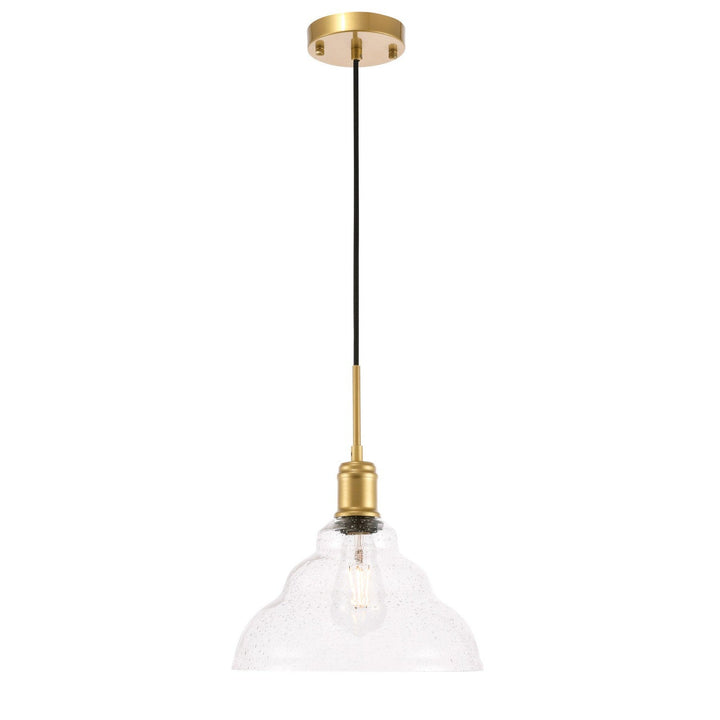 Elegant Gil LD6221BR Pendant Light - Brass And Clear Seeded Glass