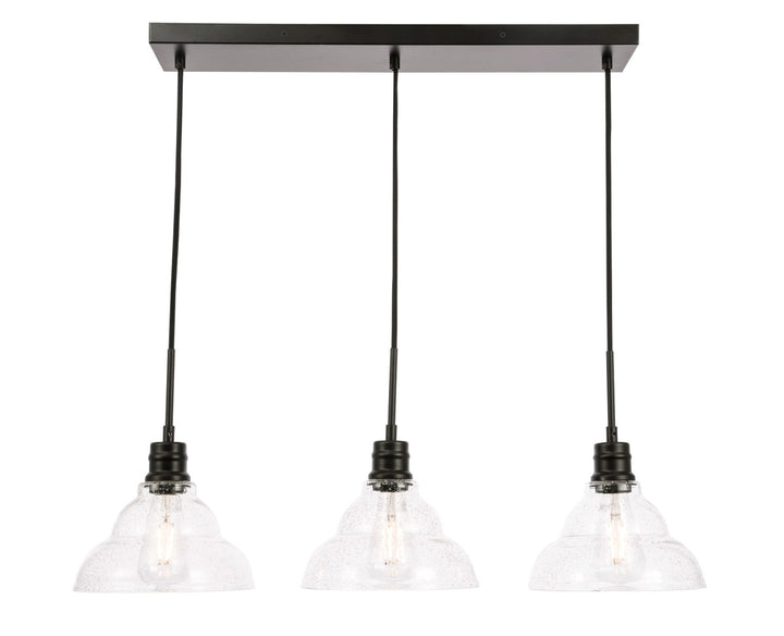 Elegant Clive LD6222BK Pendant Light - Black And Clear Seeded Glass