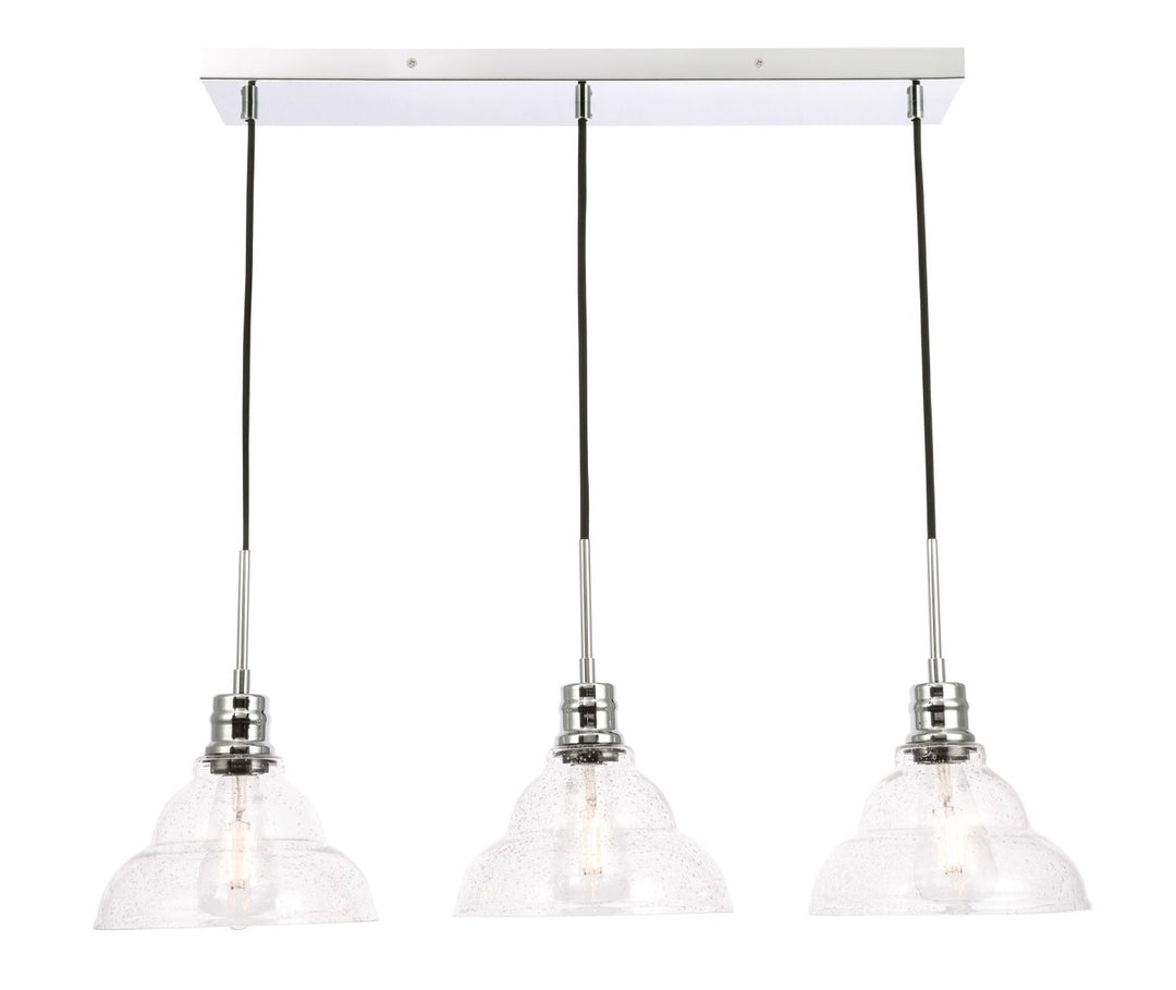 Elegant Clive LD6223C Pendant Light - Chrome And Clear Seeded Glass