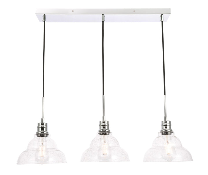 Elegant Clive LD6223C Pendant Light - Chrome And Clear Seeded Glass