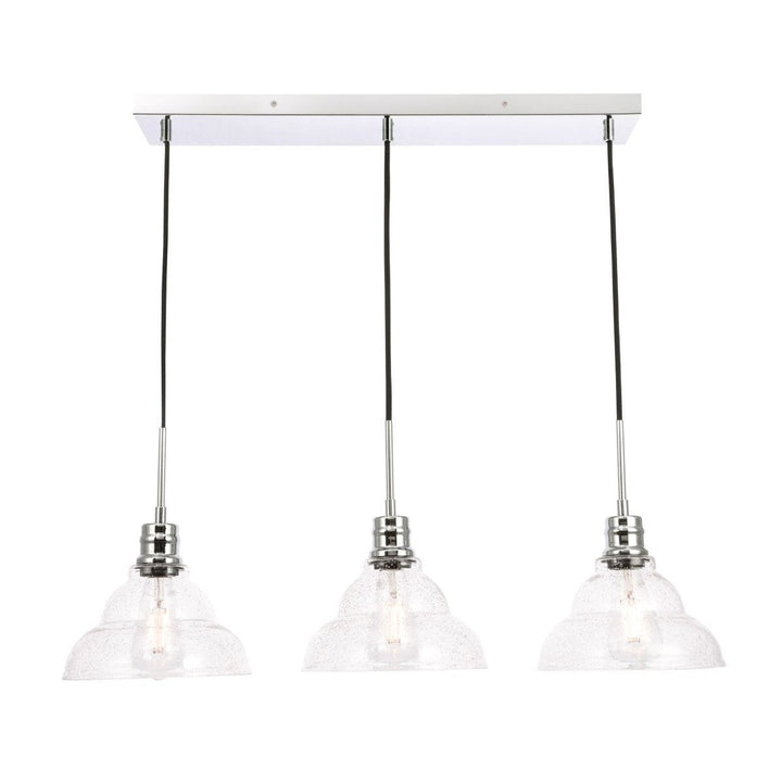 Elegant Clive LD6223C Pendant Light - Chrome And Clear Seeded Glass