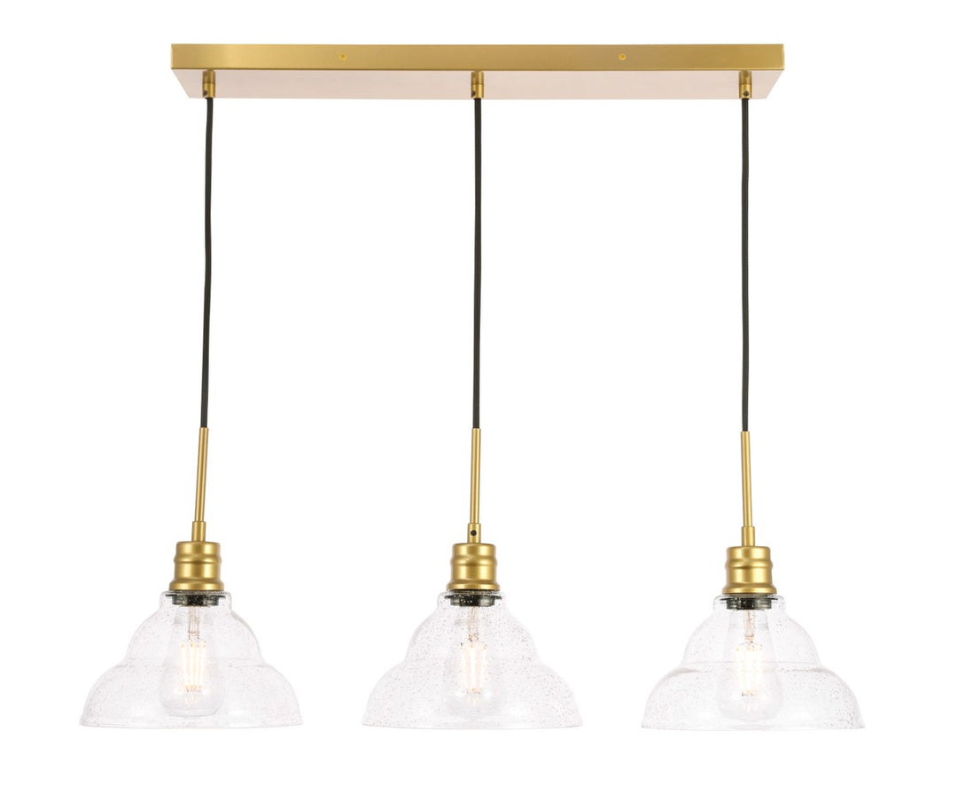 Elegant Clive LD6224BR Pendant Light - Brass And Clear Seeded Glass