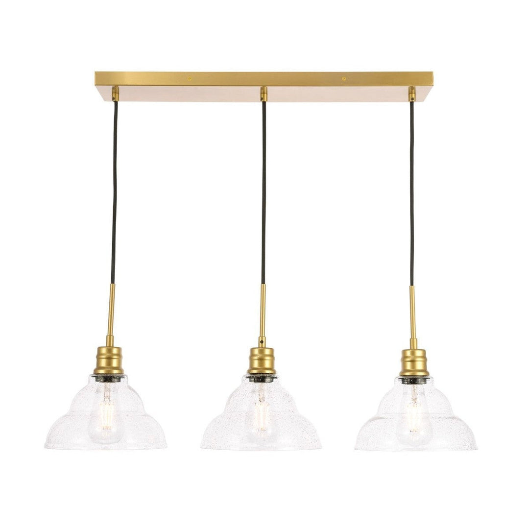 Elegant Clive LD6224BR Pendant Light - Brass And Clear Seeded Glass