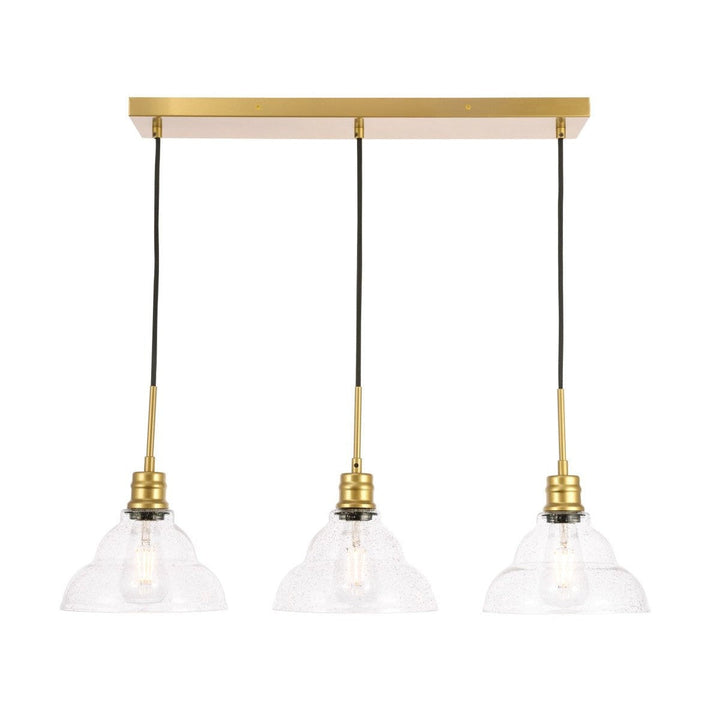 Elegant Clive LD6224BR Pendant Light - Brass And Clear Seeded Glass