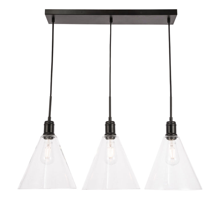 Elegant Hugh LD6231BK Pendant Light - Black And Clear Glass