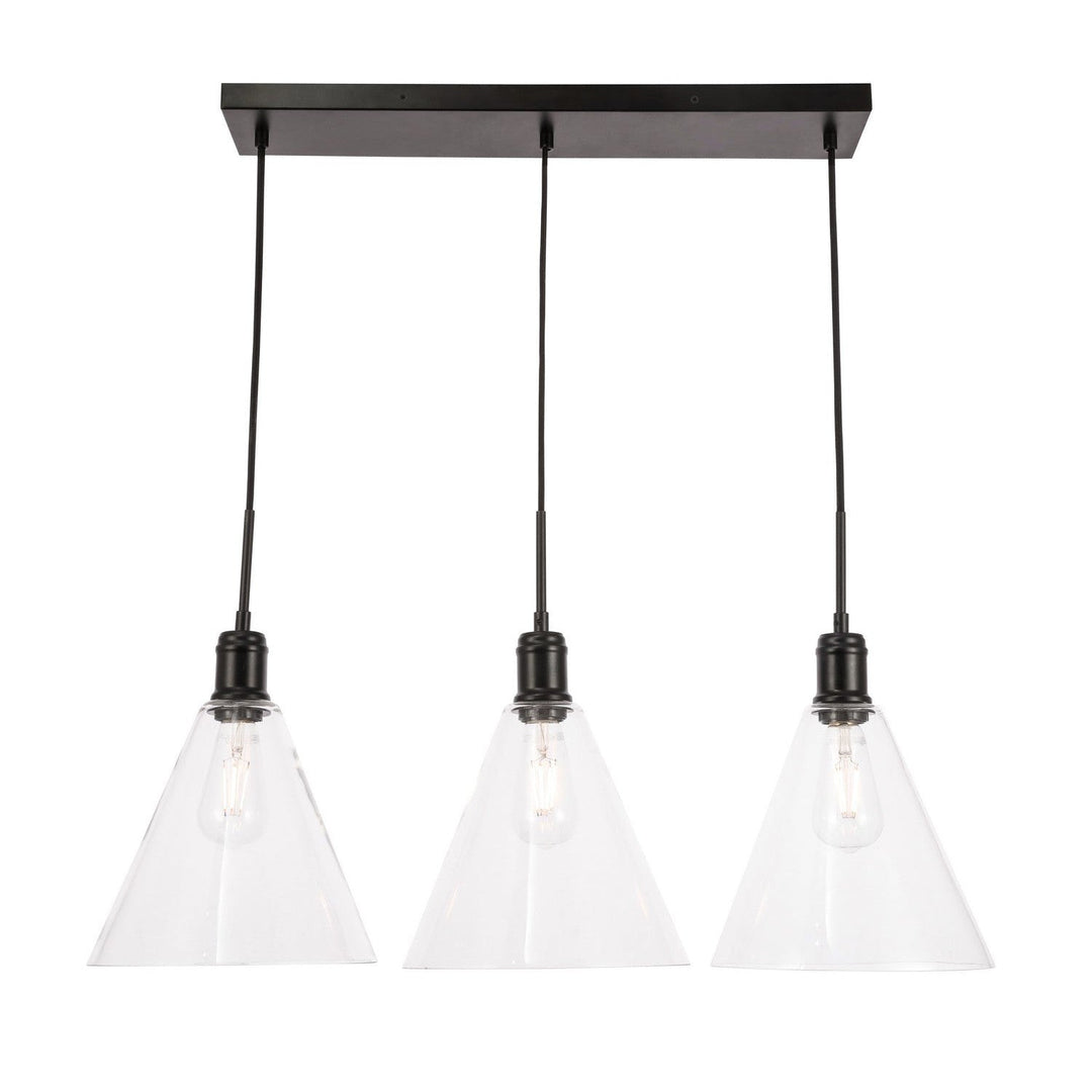 Elegant Hugh LD6231BK Pendant Light - Black And Clear Glass