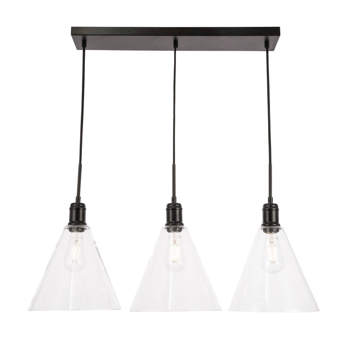 Elegant Hugh LD6231BK Pendant Light - Black And Clear Glass