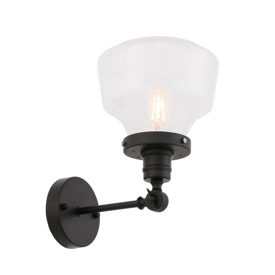 Elegant Lyle LD6234BK Wall Light - Black And Clear Seeded Glass