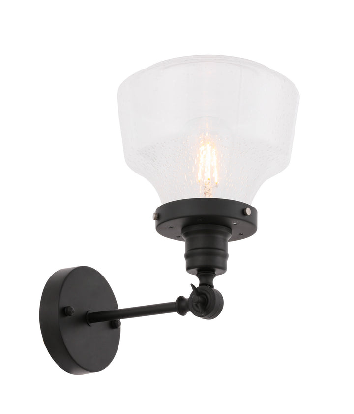 Elegant Lyle LD6234BK Wall Light - Black And Clear Seeded Glass