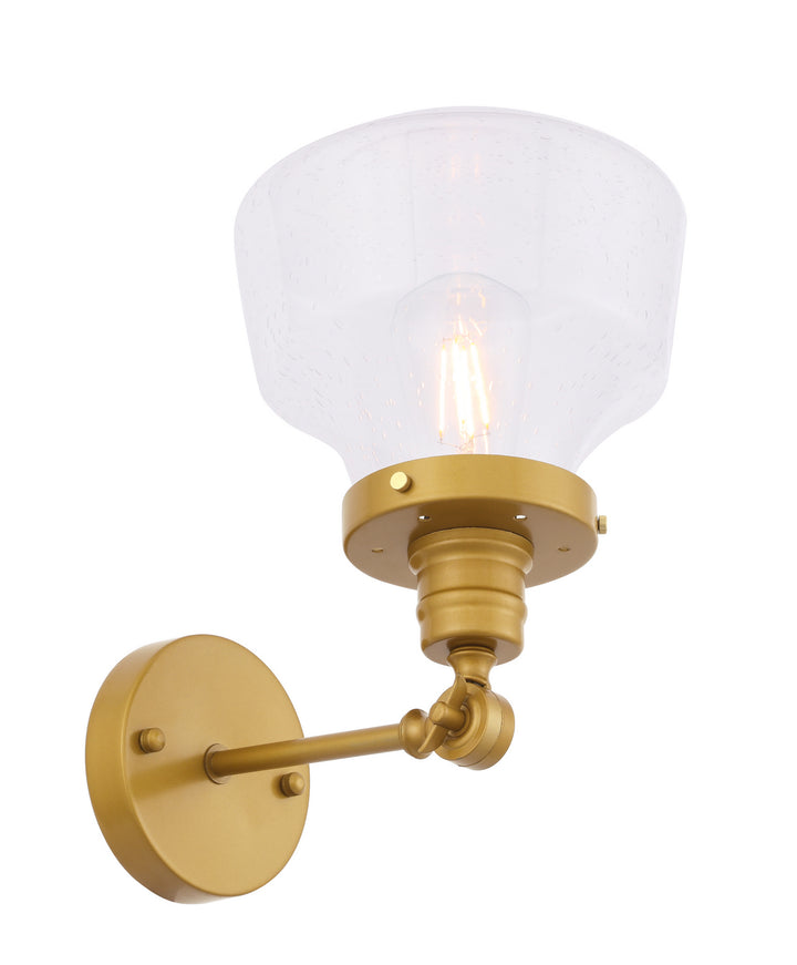 Elegant Lyle LD6236BR Wall Sconce Light - Brass And Clear Seeded Glass