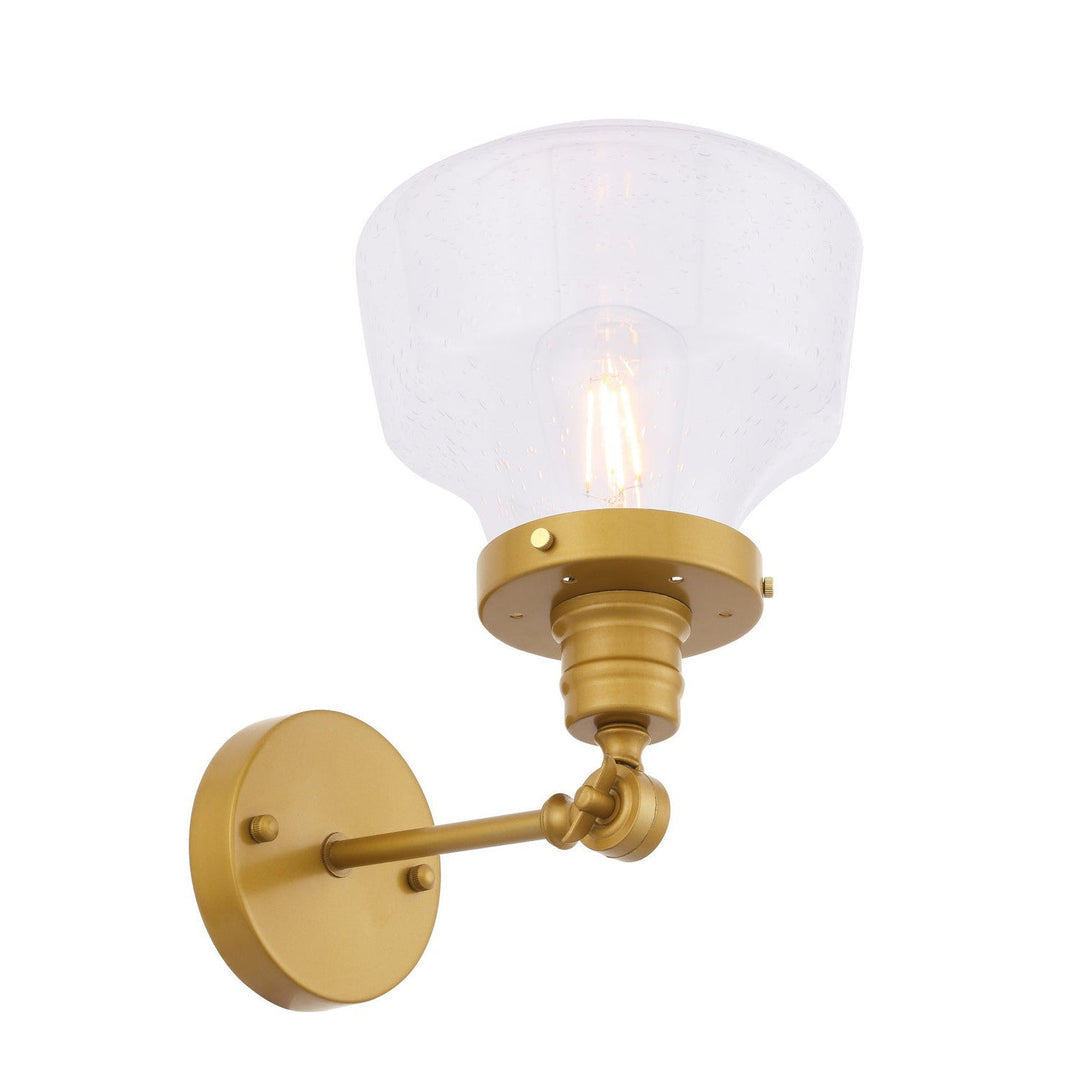 Elegant Lyle LD6236BR Wall Sconce Light - Brass And Clear Seeded Glass