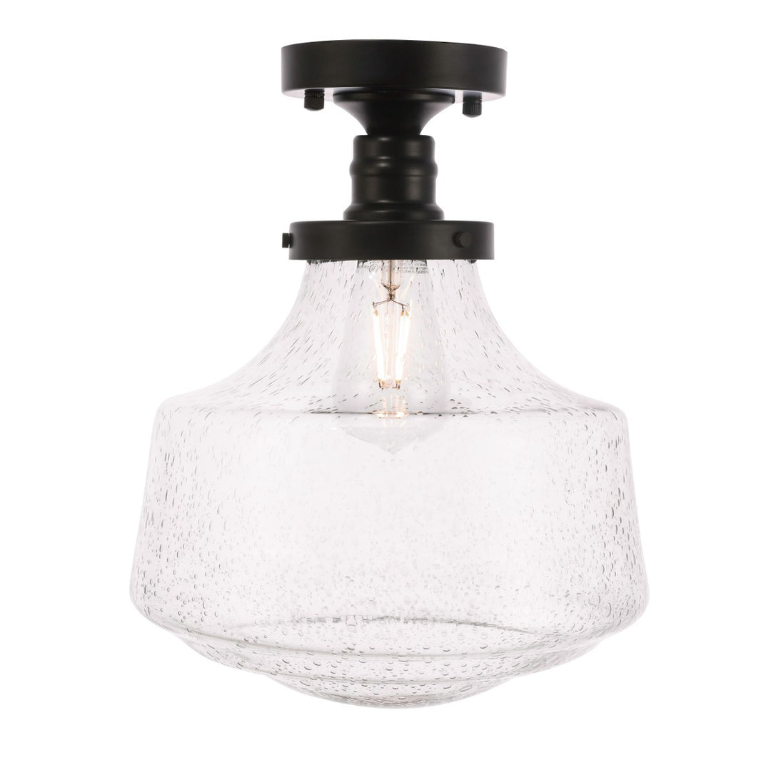 Elegant Lyle LD6240BK Ceiling Light - Black And Clear Seeded Glass