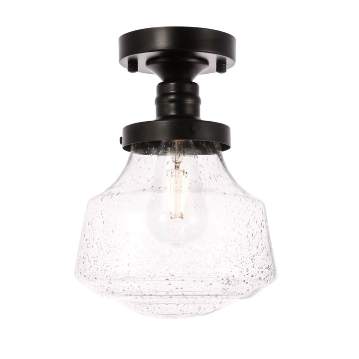 Elegant Lyle LD6246BK Ceiling Light - Black And Clear Seeded Glass