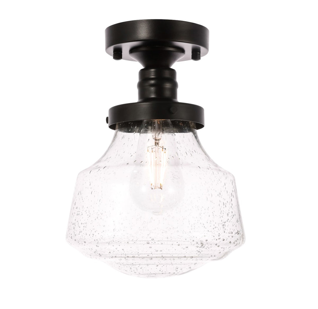 Elegant Lyle LD6246BK Ceiling Light - Black And Clear Seeded Glass