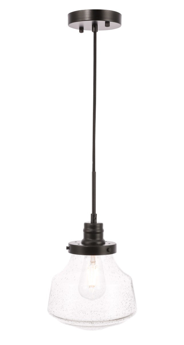 Elegant Lyle LD6252BK Pendant Light - Black And Clear Seeded Glass