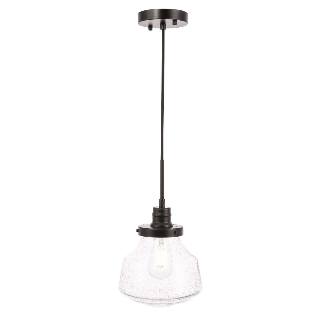 Elegant Lyle LD6252BK Pendant Light - Black And Clear Seeded Glass