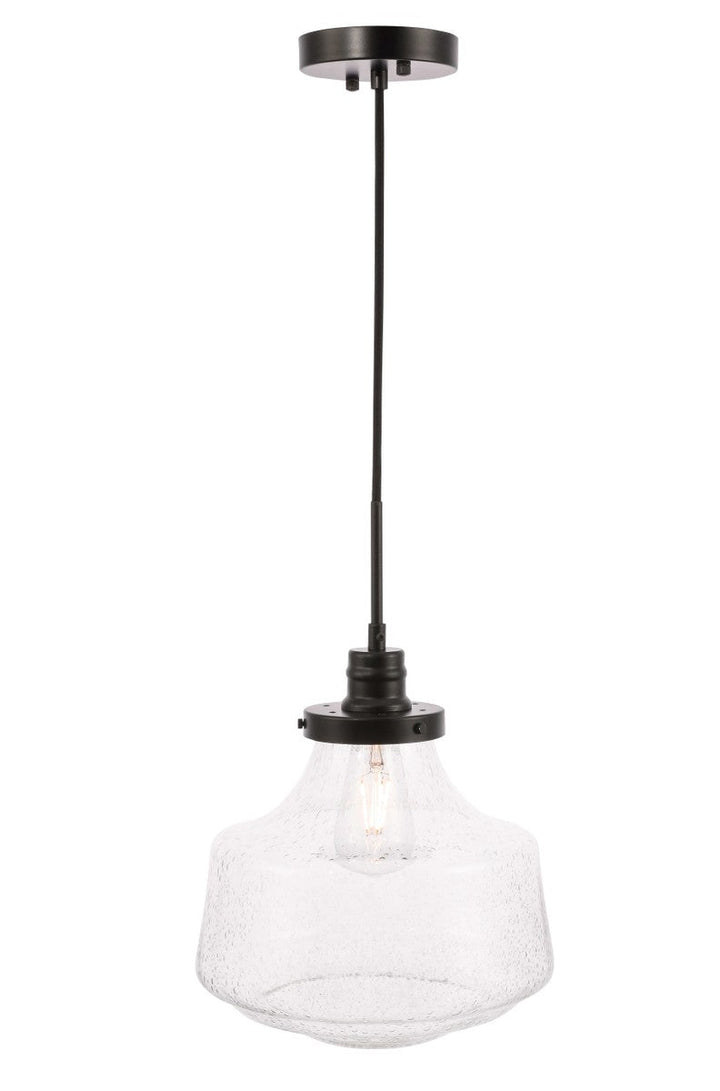 Elegant Lyle LD6258BK Pendant Light - Black And Clear Seeded Glass