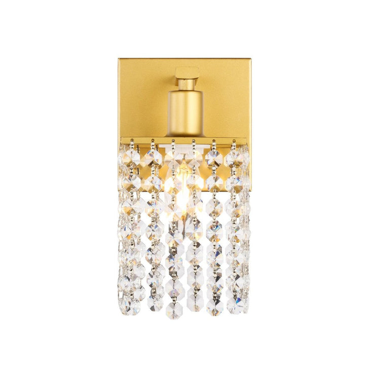 Elegant Phineas LD7006BR Wall Sconce Light - Brass And Clear Crystals