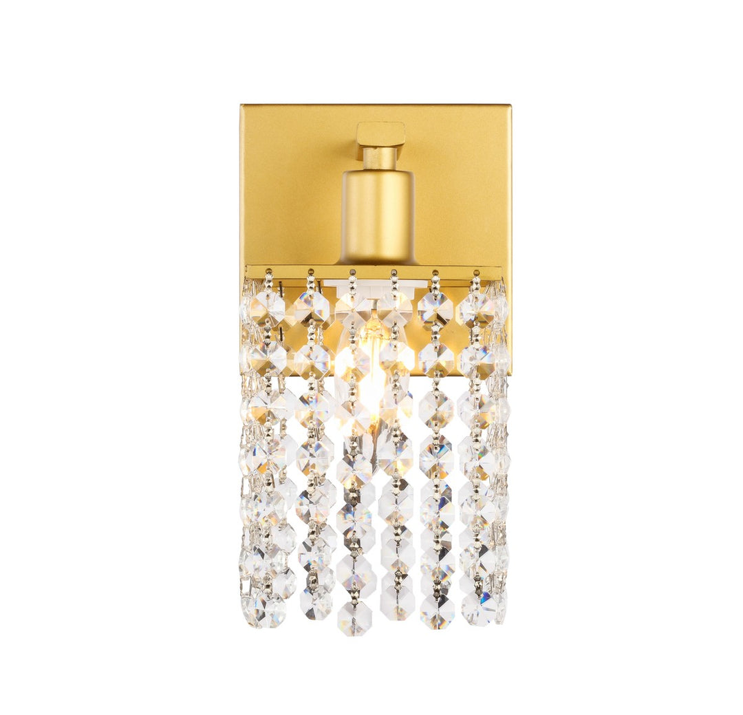 Elegant Phineas LD7006BR Wall Sconce Light - Brass And Clear Crystals
