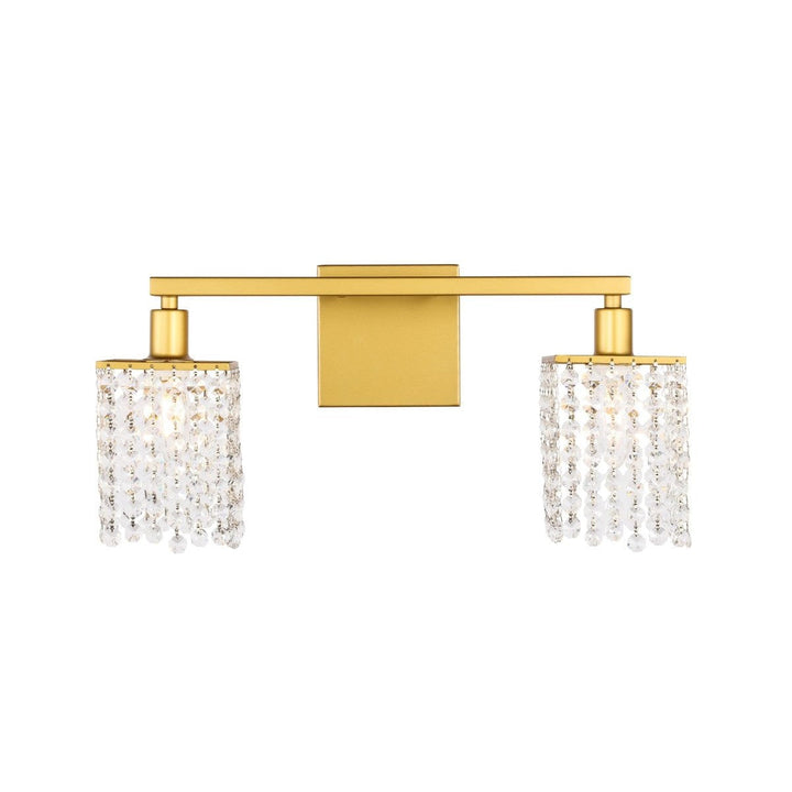 Elegant Phineas LD7008BR Bath Vanity Light 18 in. wide - Brass And Clear Crystals