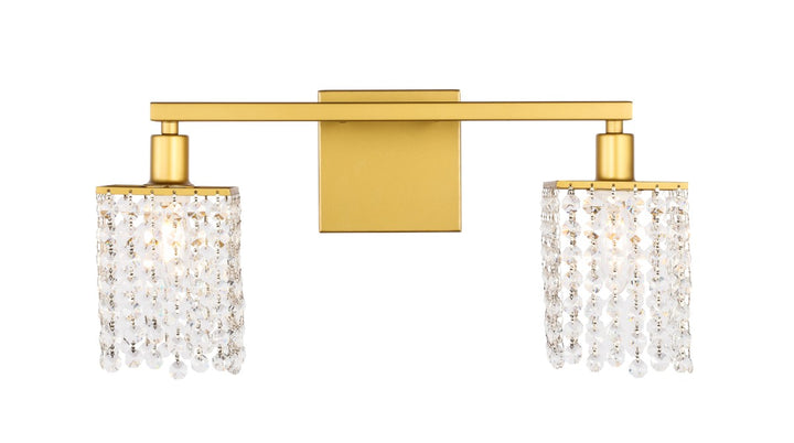 Elegant Phineas LD7008BR Bath Vanity Light 18 in. wide - Brass And Clear Crystals