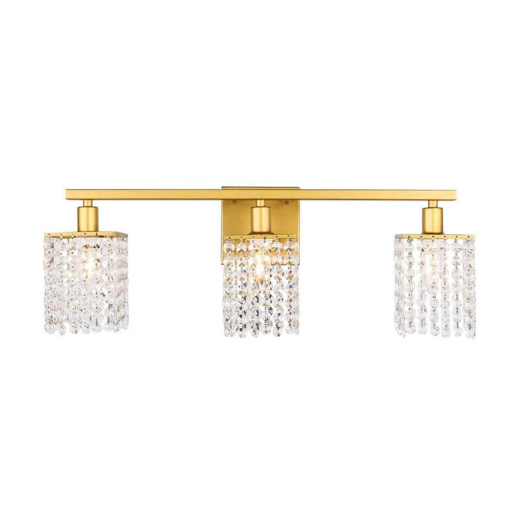 Elegant Phineas LD7010BR Bath Vanity Light 24 in. wide - Brass And Clear Crystals