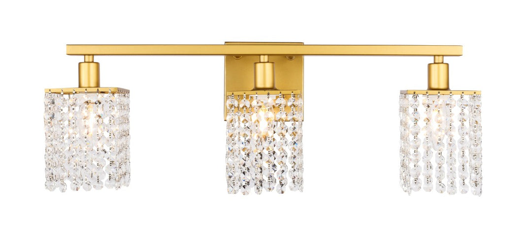 Elegant Phineas LD7010BR Bath Vanity Light 24 in. wide - Brass And Clear Crystals