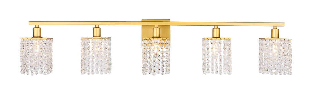 Elegant Phineas LD7014BR Bath Vanity Light 42 in. wide - Brass And Clear Crystals