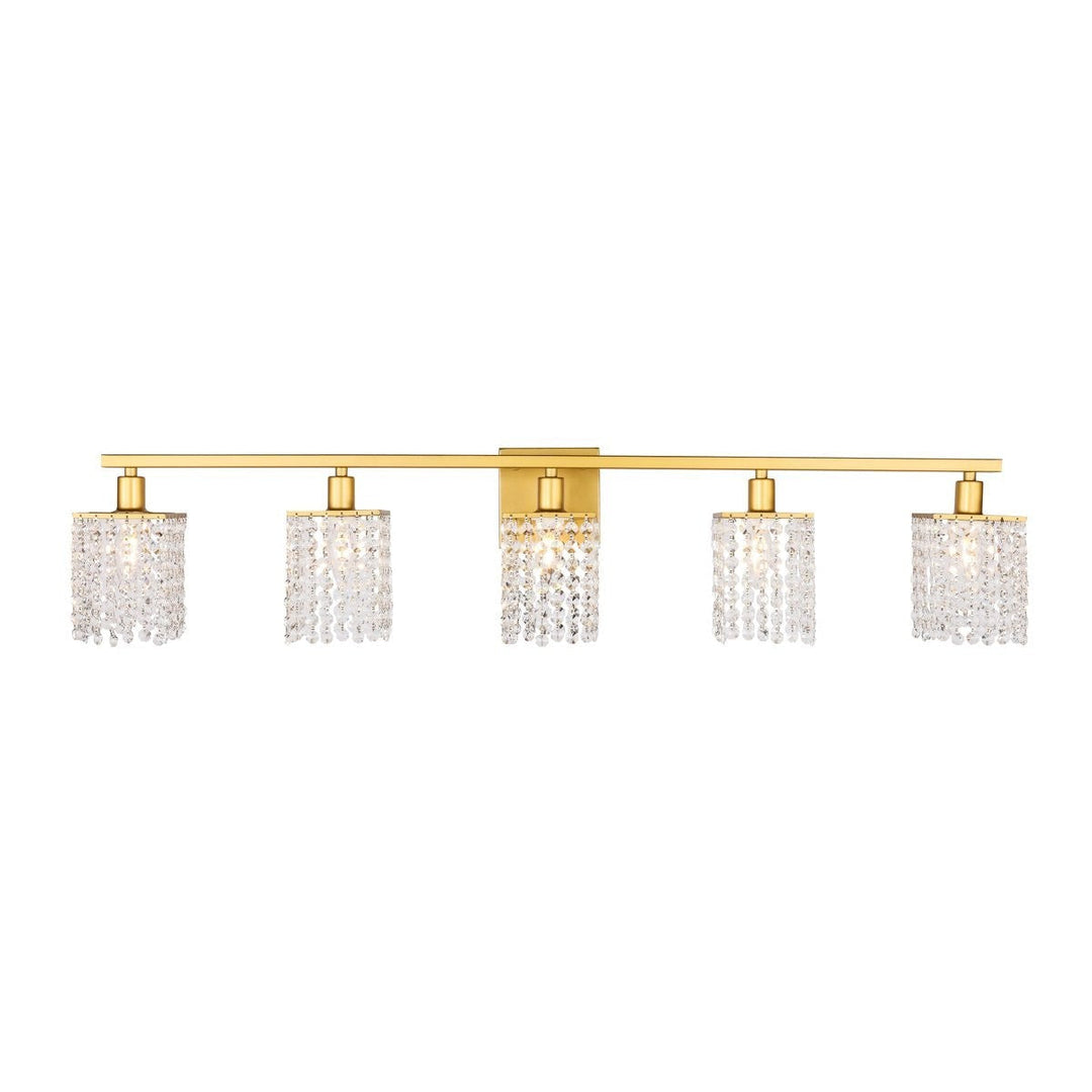 Elegant Phineas LD7014BR Bath Vanity Light 42 in. wide - Brass And Clear Crystals