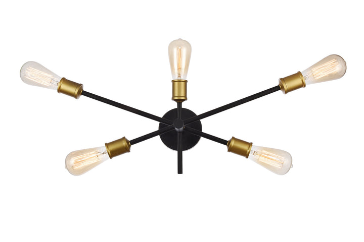 Elegant Axel LD8003W24BK Wall Sconce Light - Black And Brass