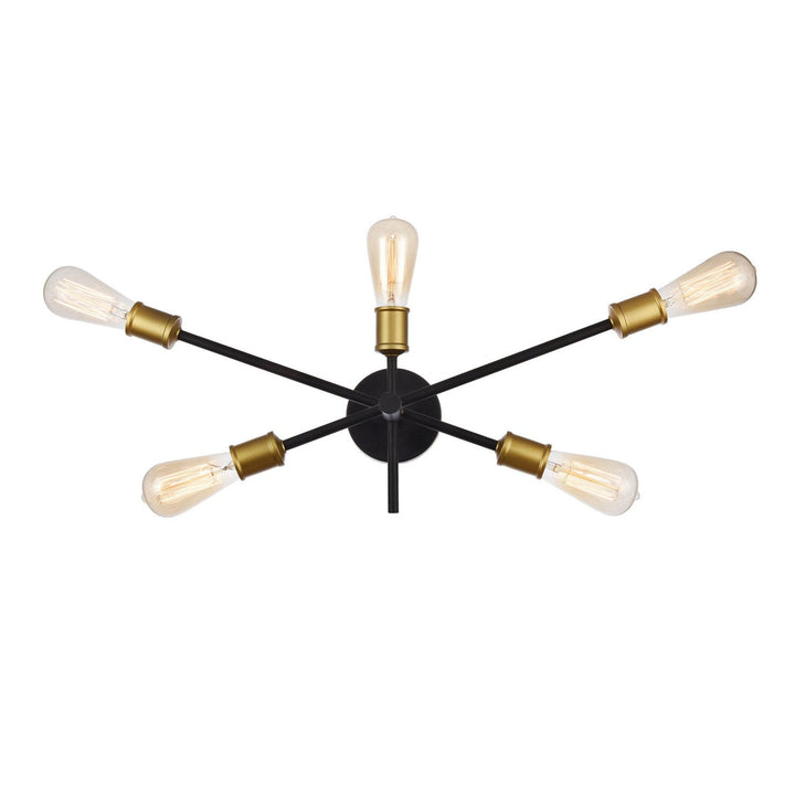 Elegant Axel LD8003W24BK Wall Sconce Light - Black And Brass