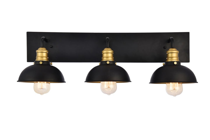 Elegant Anders LD8004W27BK Bath Vanity Light 8 in. wide - Black And Brass